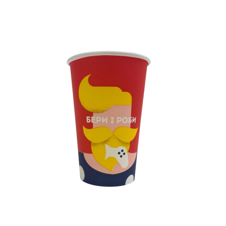 Стаканчик Фейс 350 (артикул: 062400003) купити в розділі «Паперові стаканчики».